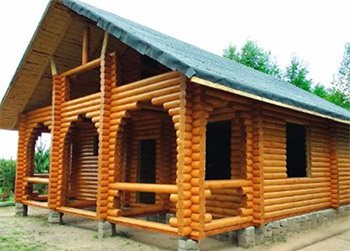 Вид обработанного антисептиком деревянного дома